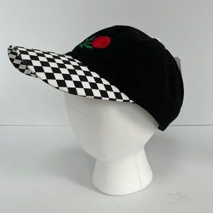 RUE21 Cap with Rose and Checkered Brim